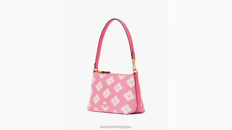 pochette east west en toile bicolore à fleurs Kate Spade femmes accessoires D8288251 pompon rose multi