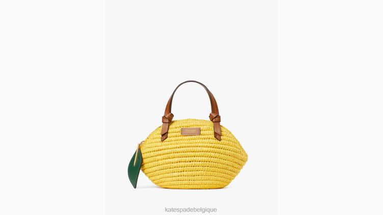sac à bandoulière 3D en paille à goutte de citron Kate Spade femmes accessoires D828894 pissenlit jaune multi