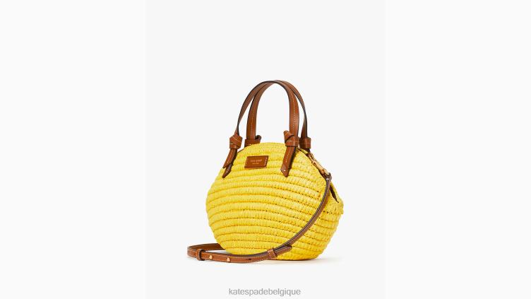 sac à bandoulière 3D en paille à goutte de citron Kate Spade femmes accessoires D828894 pissenlit jaune multi