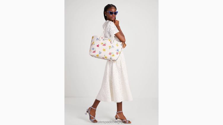 sac fourre-tout moyen à coussins de tulipes Sutton Kate Spade femmes accessoires D8288276 crème multi