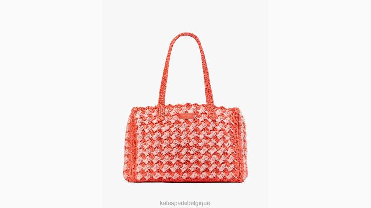 sac fourre-tout moyen en raphia au crochet rayé à marée haute Kate Spade femmes accessoires D82889 coccinelle multi