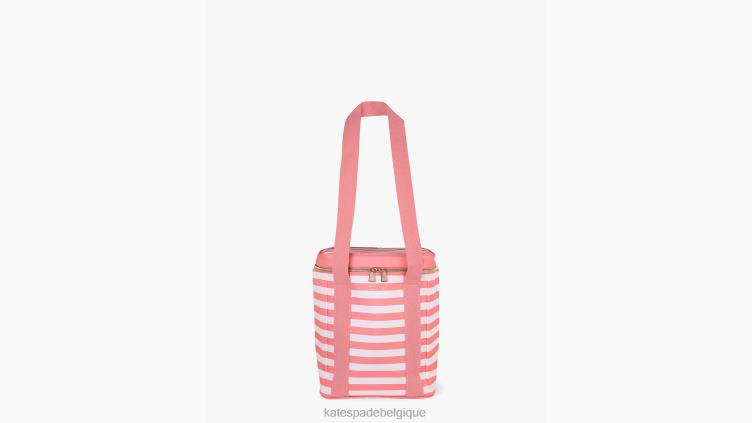 sac isotherme à vin à rayures terrasse Kate Spade femmes accessoires D82881375 rose quartzeux
