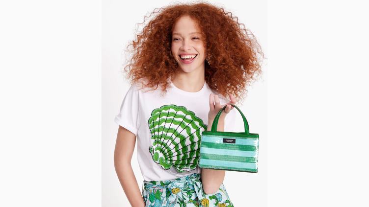 sac à main sam icon seaside à sequins et rayures Kate Spade femmes accessoires D828816 légumes verts frais multi