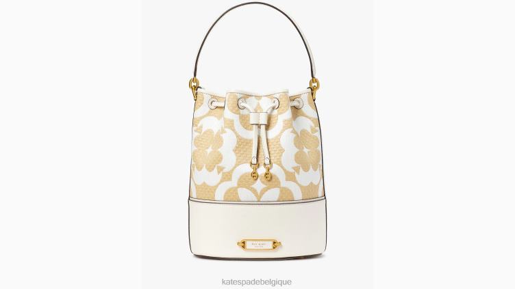 sac seau moyen Gramercy en raphia à monogramme fleuri Kate Spade femmes accessoires D8288312 crème multi