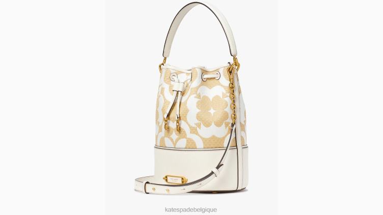 sac seau moyen Gramercy en raphia à monogramme fleuri Kate Spade femmes accessoires D8288312 crème multi