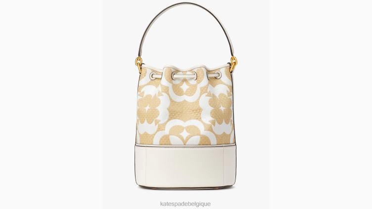 sac seau moyen Gramercy en raphia à monogramme fleuri Kate Spade femmes accessoires D8288312 crème multi