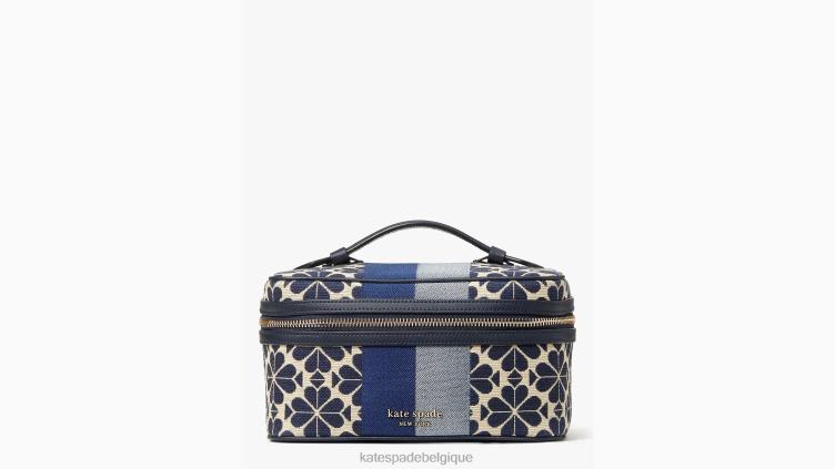 trousse de toilette à rayures jacquard fleuries Kate Spade femmes accessoires D8288431 bleu multicolore