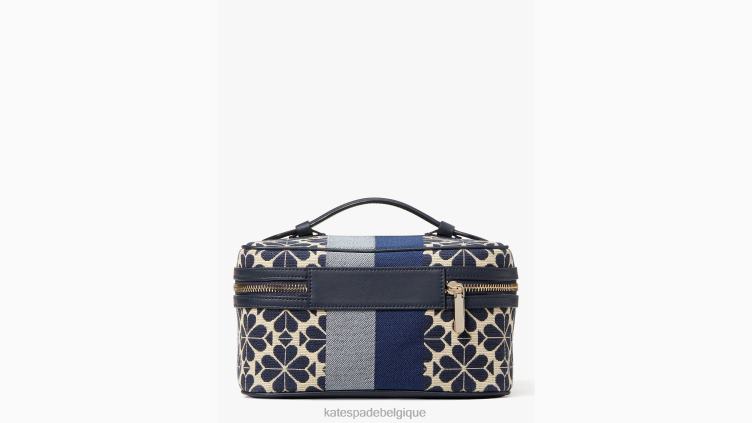 trousse de toilette à rayures jacquard fleuries Kate Spade femmes accessoires D8288431 bleu multicolore