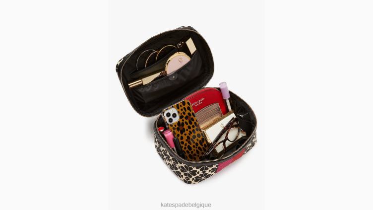 trousse de toilette à rayures jacquard fleuries Kate Spade femmes accessoires D8288431 bleu multicolore