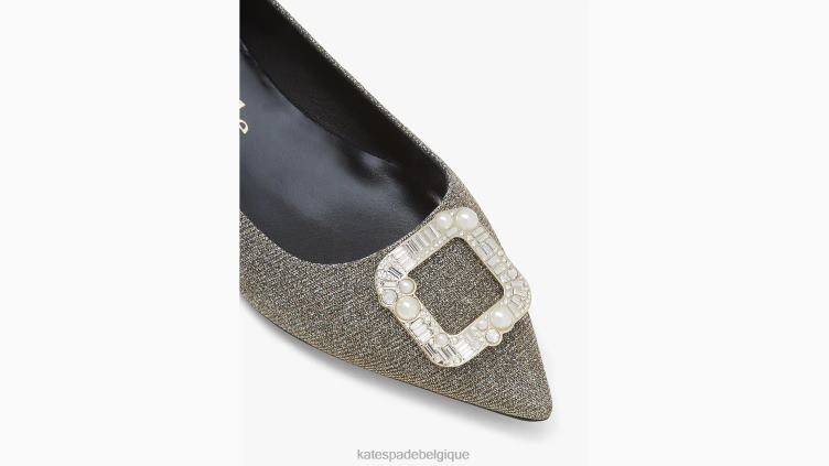 boucler les appartements Kate Spade femmes chaussure D8288596 argent or noir