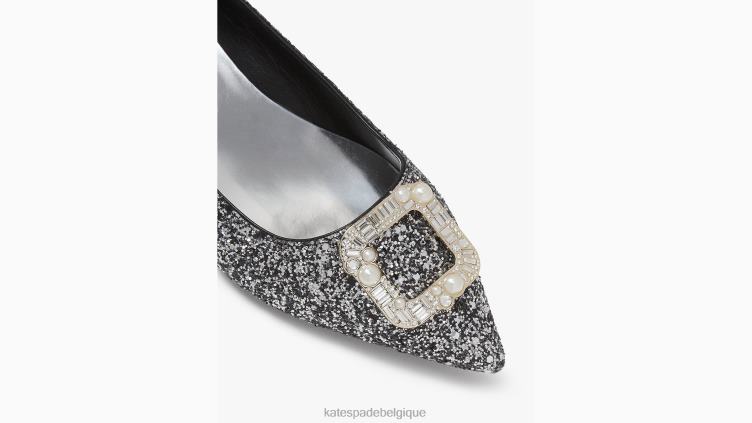 boucler les appartements Kate Spade femmes chaussure D8288677 Noir argent