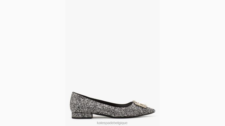boucler les appartements Kate Spade femmes chaussure D8288677 Noir argent