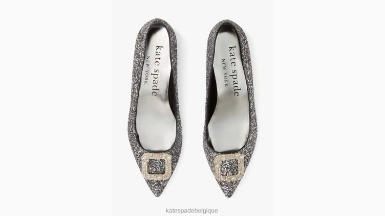 boucler les appartements Kate Spade femmes chaussure D8288677 Noir argent