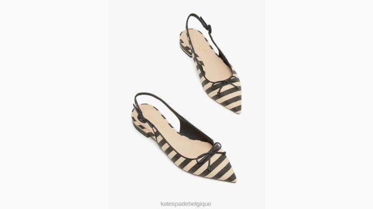 chaussures plates à bride arrière en raphia veronica Kate Spade femmes chaussure D8288589 noir/sable de plage