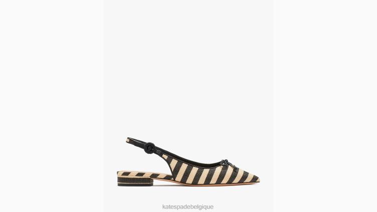 chaussures plates à bride arrière en raphia veronica Kate Spade femmes chaussure D8288589 noir/sable de plage