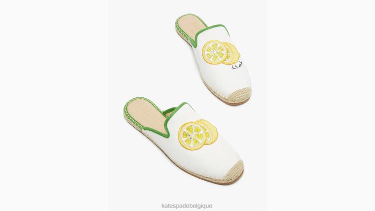 mules espadrilles citrons azura Kate Spade femmes chaussure D8288499 vrai blanc/ks vert