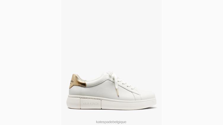 baskets rehaussantes Kate Spade femmes chaussure D8288539 blanc optique/or pâle