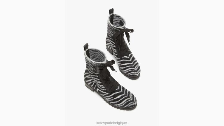 bottes de combat merigue Kate Spade femmes chaussure D8288662 zèbre noir/crème