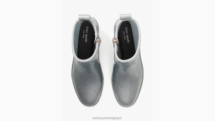 bottines de pluie pour flaques d'eau Kate Spade femmes chaussure D8288614 paillettes d'argent