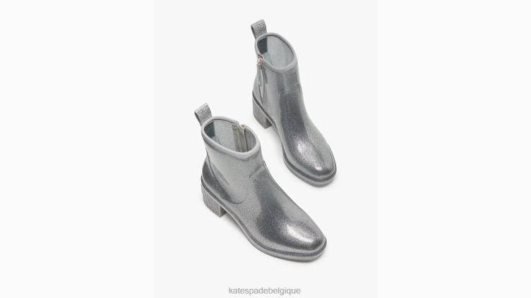 bottines de pluie pour flaques d'eau Kate Spade femmes chaussure D8288614 paillettes d'argent
