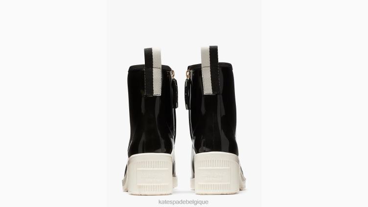 bottines de pluie pour flaques d'eau Kate Spade femmes chaussure D8288625 noir/parchemin
