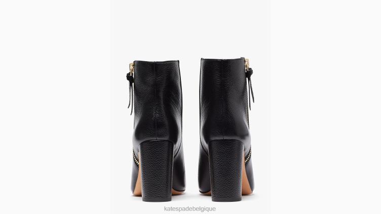 bottines zippées à nœuds Kate Spade femmes chaussure D8288650 noir