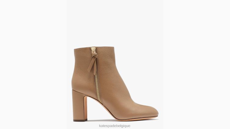 bottines zippées à nœuds Kate Spade femmes chaussure D8288651 marron rustique
