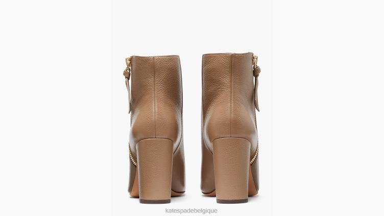 bottines zippées à nœuds Kate Spade femmes chaussure D8288651 marron rustique