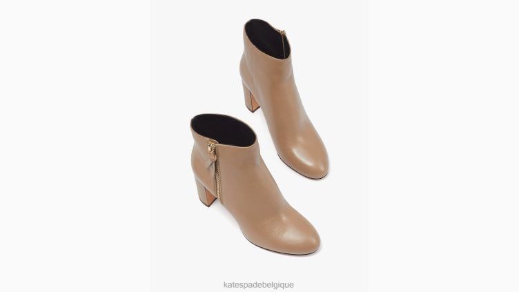 bottines zippées à nœuds Kate Spade femmes chaussure D8288651 marron rustique