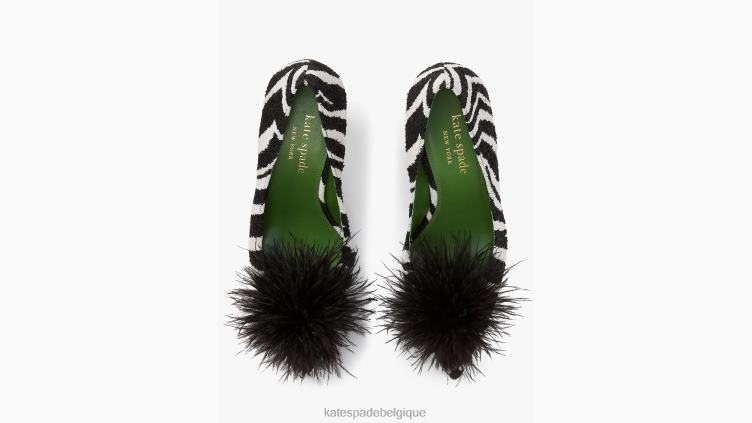 escarpins marabout Kate Spade femmes chaussure D8288617 zèbre noir/crème