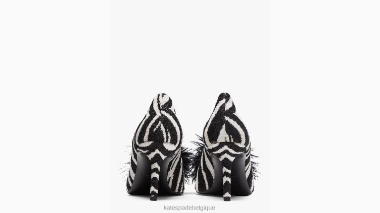 escarpins marabout Kate Spade femmes chaussure D8288617 zèbre noir/crème