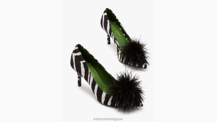 escarpins marabout Kate Spade femmes chaussure D8288617 zèbre noir/crème
