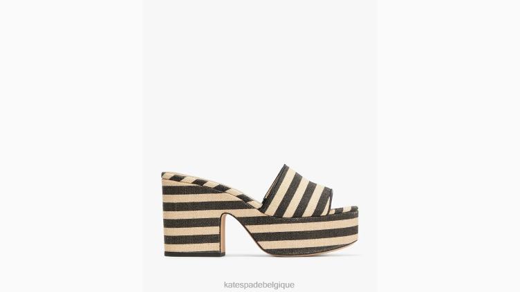 sandales en raphia ibiza Kate Spade femmes chaussure D8288524 noir/sable de plage