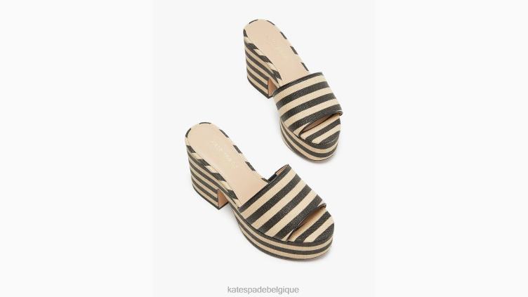 sandales en raphia ibiza Kate Spade femmes chaussure D8288524 noir/sable de plage
