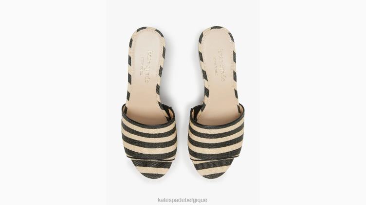 sandales en raphia ibiza Kate Spade femmes chaussure D8288524 noir/sable de plage