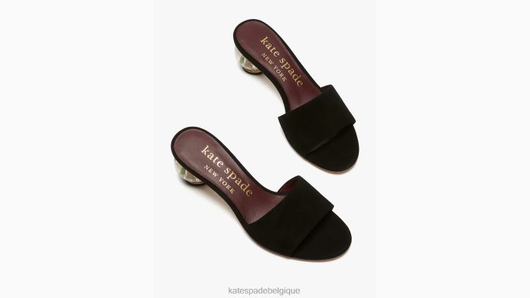 sandales à enfiler polies Kate Spade femmes chaussure D8288517 noir