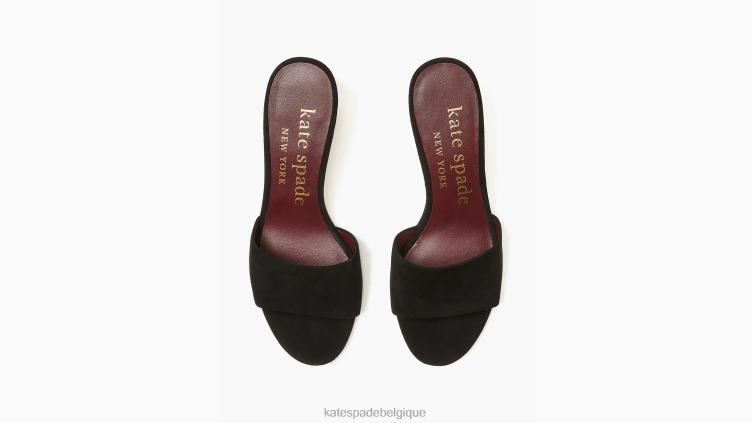 sandales à enfiler polies Kate Spade femmes chaussure D8288517 noir