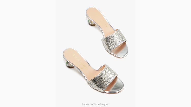 sandales à enfiler polies Kate Spade femmes chaussure D8288679 argent Or