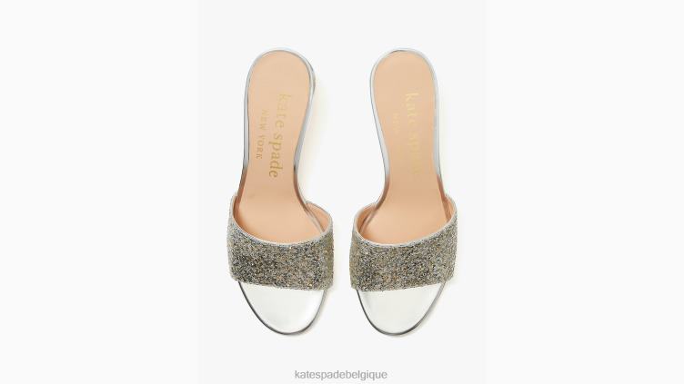 sandales à enfiler polies Kate Spade femmes chaussure D8288679 argent Or