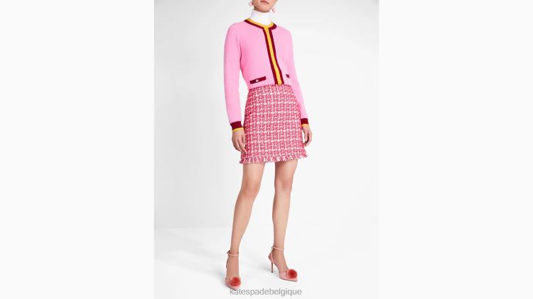 jupe en tweed à carreaux Kate Spade femmes vêtements D8288941 rose multicolore