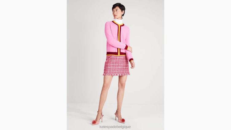 jupe en tweed à carreaux Kate Spade femmes vêtements D8288941 rose multicolore