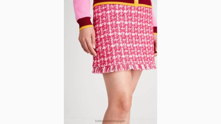 jupe en tweed à carreaux Kate Spade femmes vêtements D8288941 rose multicolore