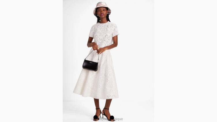 jupe mi-longue à broderies florales Kate Spade femmes vêtements D8288758 crème française