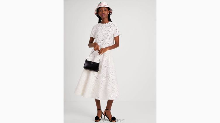 jupe mi-longue à broderies florales Kate Spade femmes vêtements D8288758 crème française