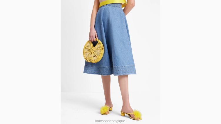 jupe mi-longue en chambray Kate Spade femmes vêtements D8288724 bleu brise d'été