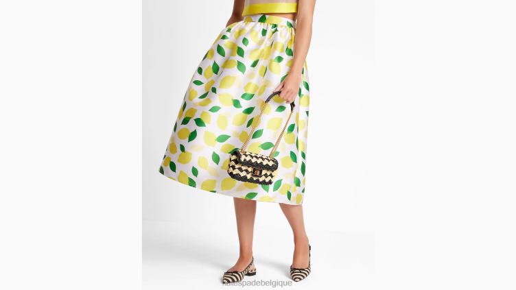 jupe mi-longue en mikado imprimé citron Kate Spade femmes vêtements D8288727 crème