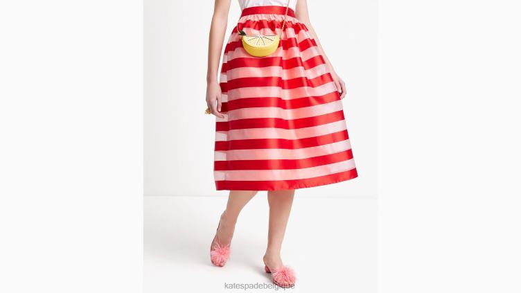 jupe mi-longue en organza à rayures Kate Spade femmes vêtements D8288711 étoile de mer/coccinelle