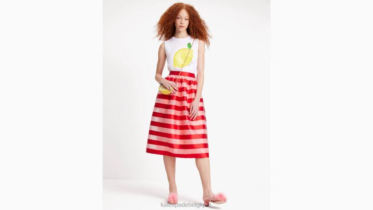 jupe mi-longue en organza à rayures Kate Spade femmes vêtements D8288711 étoile de mer/coccinelle