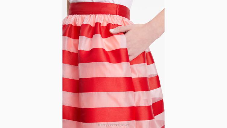 jupe mi-longue en organza à rayures Kate Spade femmes vêtements D8288711 étoile de mer/coccinelle