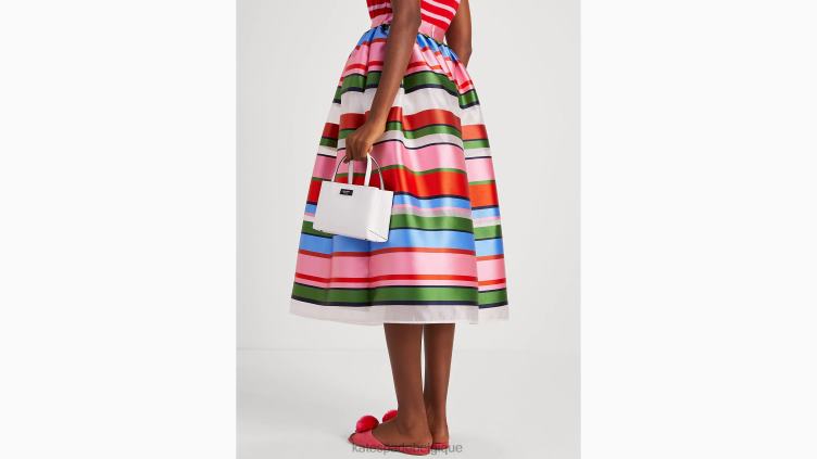 jupe mi-longue en organza à rayures du dimanche Kate Spade femmes vêtements D8288754 crème française/multi